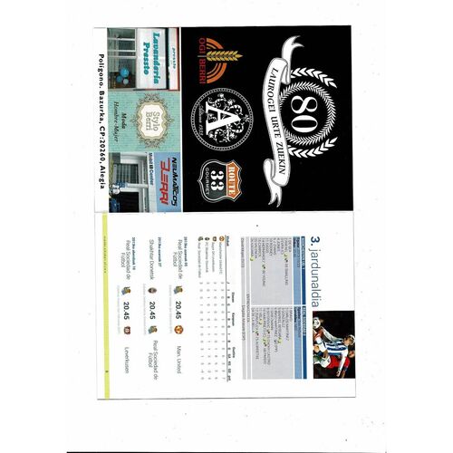 Real Sociedad v Manchester United Champions League Txuri Urdin Football Magazine 2013/14 (Basque Edition)