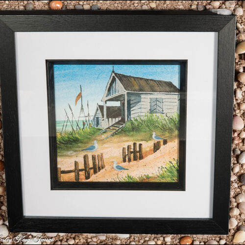 Handmade Decoupage Beach Hut & Seagulls Wall Art