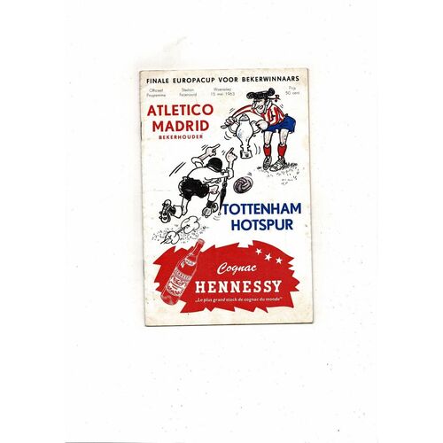 1963 Atletico Madrid v Tottenham Hotspur European Cup Winners Cup Final Programme