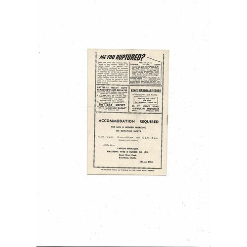 1954/55 Brentford v Bournemouth Football Programme