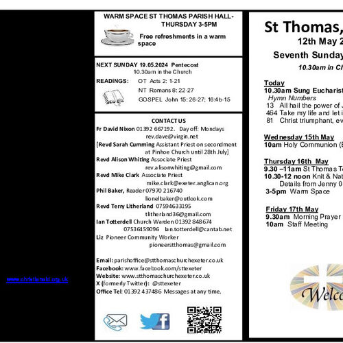 Pew Sheet | The Parish of St Thomas, Exeter