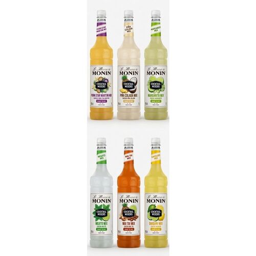 Monin Summer Cocktail & Mocktail Mix Bundle – 6 x 1L Bottles (Porn Star Martini, Piña Colada, Margarita, Mojito, Mai Tai, Daiquiri)