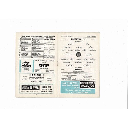 1959/60 Manchester City v Chelsea Football Programme