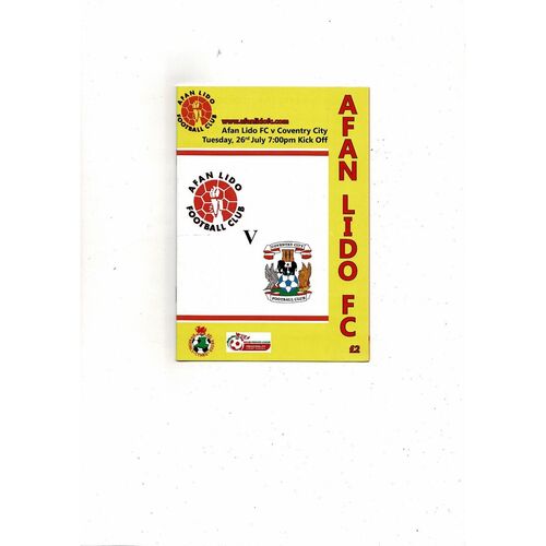 Afon Lido v Coventry City Friendly Football Programme 2011/12