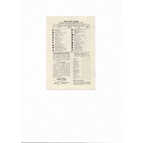 1952/53 Charlton Athletic v Wolves Football Programme