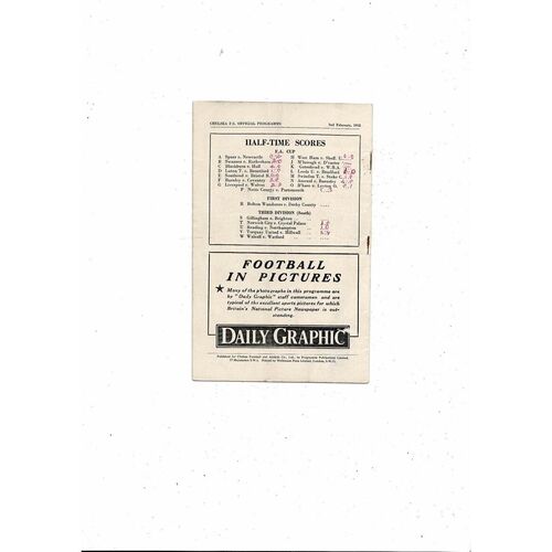 1951/52 Chelsea v Tranmere Rovers FA Cup Football Programme