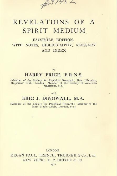 1922 | Revelations of a Spirit Medium