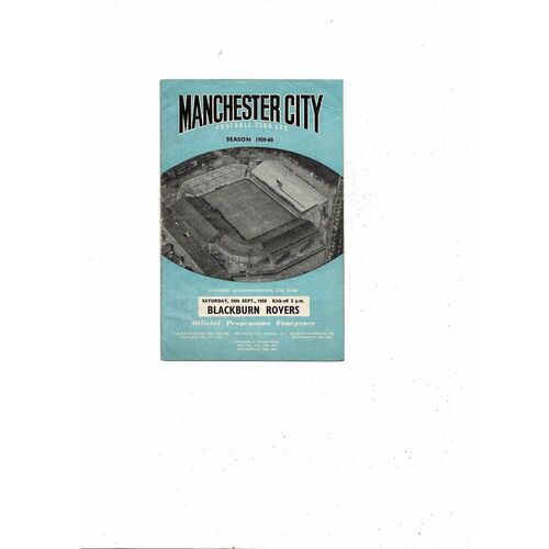 1959/60 Manchester City v Blackburn Rovers Football Programme