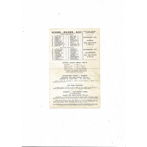 Manchester United v Sheffield United Central League Football Programme 1969/70