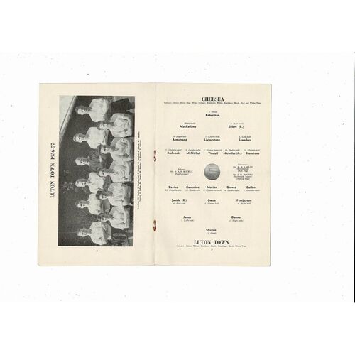 1956/57 Chelsea v Luton Town Football Programme