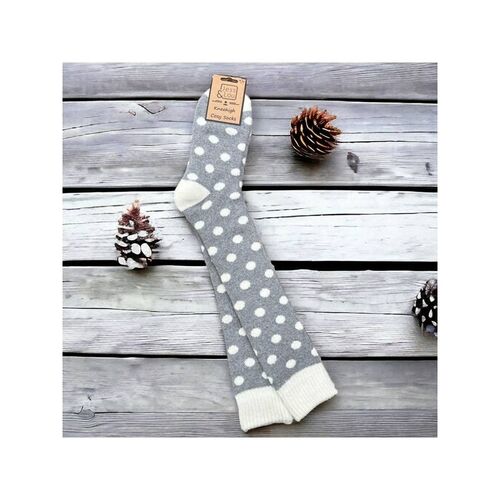 Jess & Lou Knee High/Welly Grey & Cream Spots