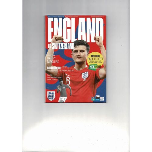 2018 England v Switzerland Football Programme + Press Cuttings