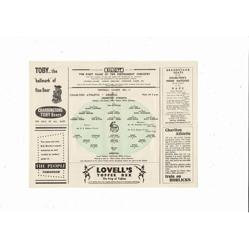 1953/54 Charlton Athletic v Arsenal Football Programme