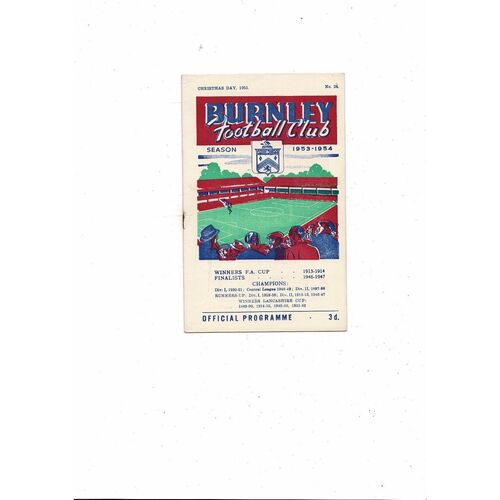 1953/54 Burnley v Preston North End Football Programme
