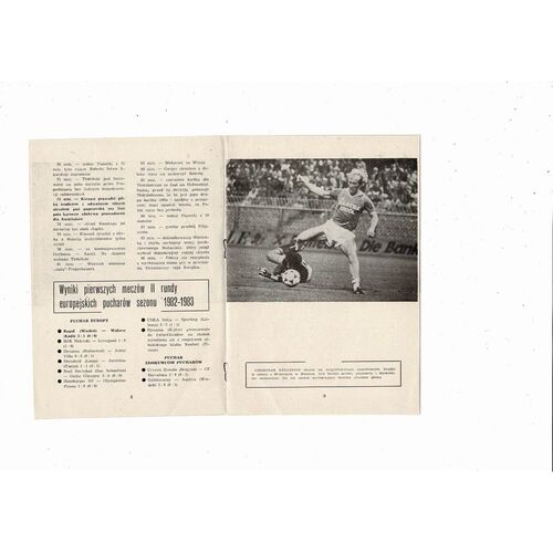Widzew Lodz v Rapid Vienna European Cup Football Programme 1982/83