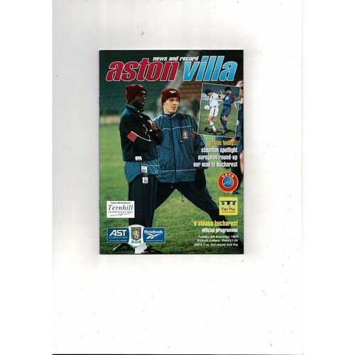 Aston Villa v Steaua Bucharest UEFA Cup Football Programme 1997/98