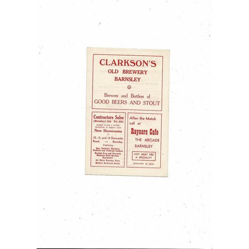 1953/54 Barnsley v Port Vale Football Programme