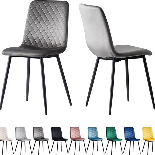 mcc direct Designer Velvet Fabric Dining Chairs Metal Legs Lexi Chairs(Set of 2/Set of 4)