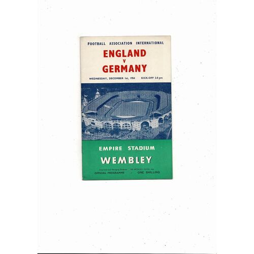 1954 England v Germany Football Programme