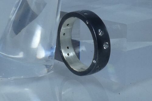 Night Sky Flush set ring, simple finish.