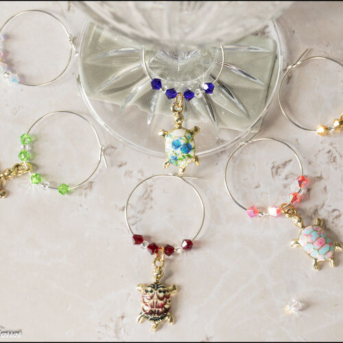 Enamelled Turtle Wine Glass Charms