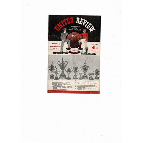 1953/54 Manchester United v Portsmouth Football Programme
