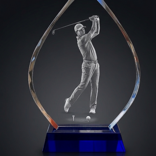 Presentation Crystal Trophy – 250 mm (Blue Base)