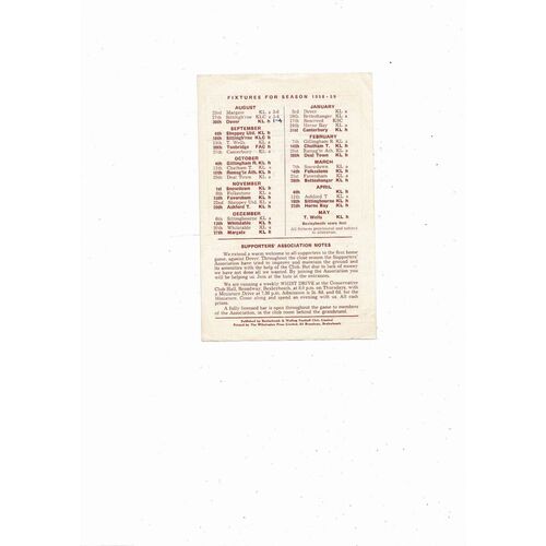 1958/59 Bexleyheath & Welling v Dover Kent League Football Programme