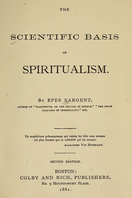 1881 | The Scientific Basis of Spiritualism