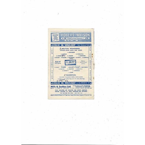1956/57 Bolton Wanderers v Blackpool FA Cup Football Programme