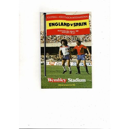 1981 England v Spain Football Programme