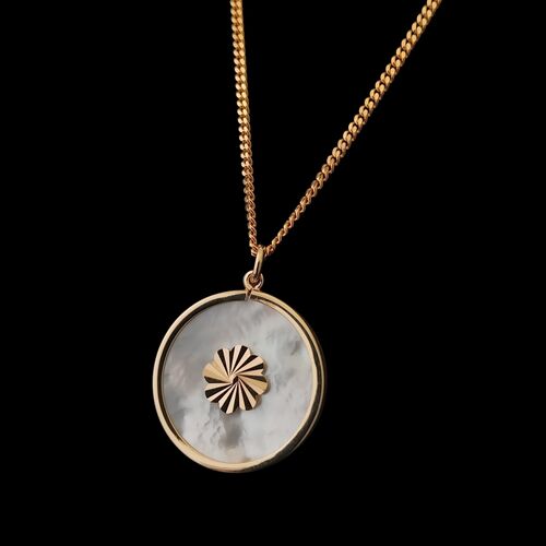 Luna sky pendant with gold flower inset