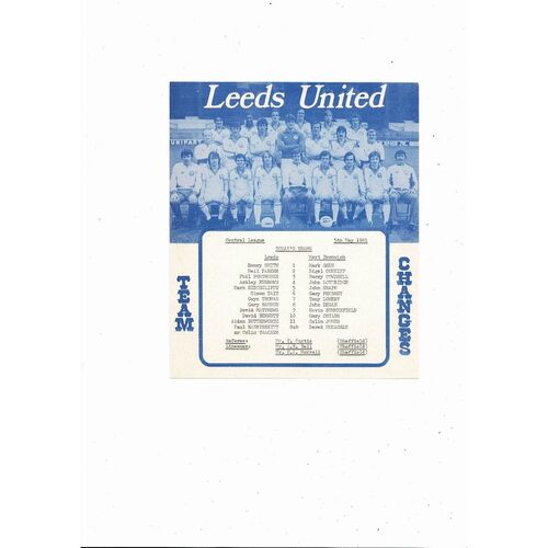 Leeds United v West Bromwich Albion Central League Football Programme 1980/81