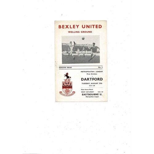 1963/64 Bexley United v Dartford Metropolitan League Football Programme