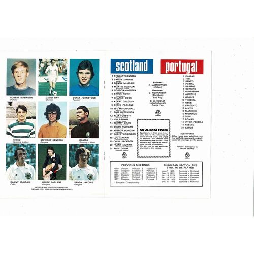 1975 Scotland v Portugal Football Programme