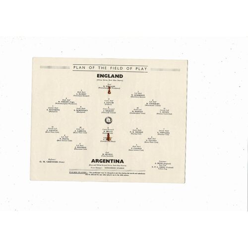 1951 England v Argentina Football Programme
