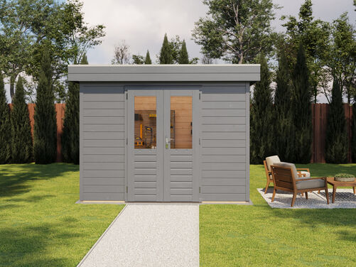 3.0mtr x 2.4mtr 28mm walled Flat Roof Cabin