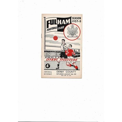 1957/58 Fulham v Derby County Football Programme
