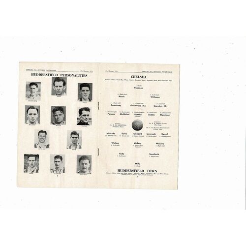 1953/54 Chelsea v Huddersfield Town Football Programme