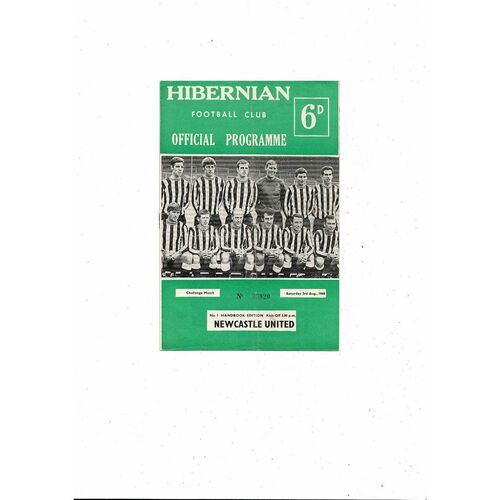 Hibernian v Newcastle United Friendly Football Programme 1968/69