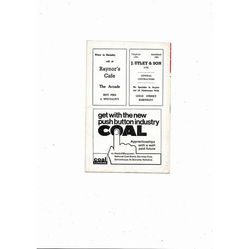 1968/69 Barnsley v Northampton Town Football Programme