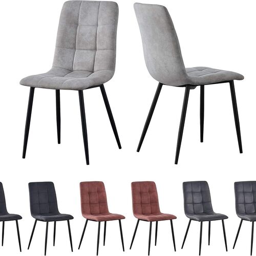 mcc direct Set of 2 Faux Matte Suede Leather Dining Chairs With metal Legs home& restaurants henri