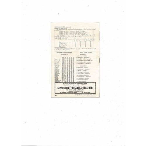 1962/63 Brentford v Chesterfield Football Programme