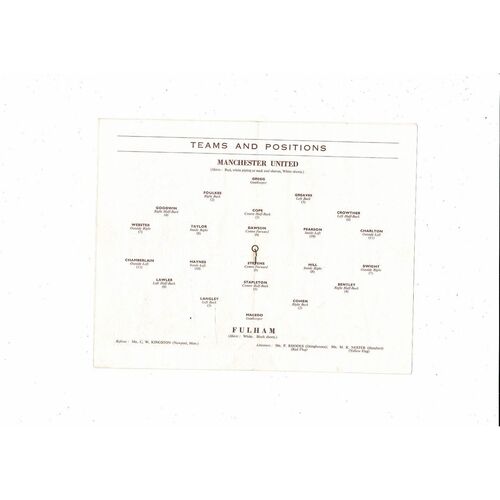 1958 Manchester United v Fulham FA Cup Semi Final Football Programme @ Villa