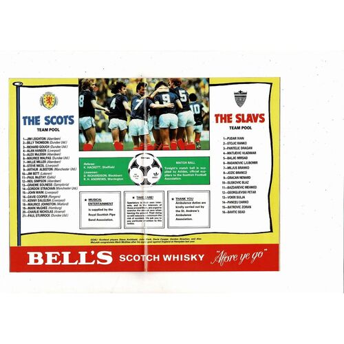 1984 Scotland v Yugoslavia Football Programme