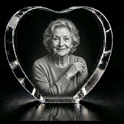 3D XXXL Crystal Heart Photo Gift 115×130×50mm