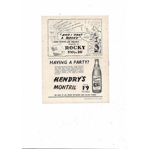 1963/64 Morton v Hibernian Scottish League Cup Semi Final Football Programme