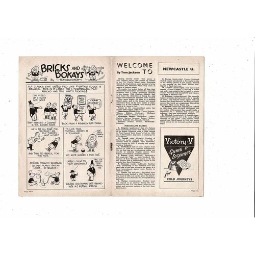 1952/53 Manchester United v Newcastle United Football Programme