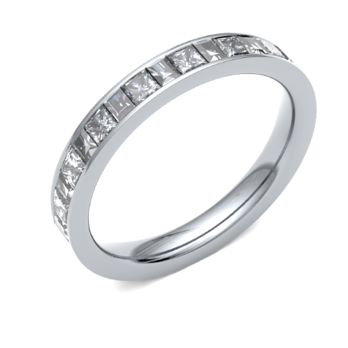 18ct 3mm DIAMOND SET princess and baguette channel