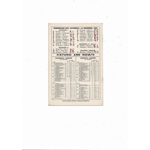 1957/58 Manchester United v Leeds United Football Programme